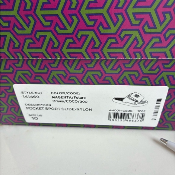 Tory Burch pocket sport hot pink nylon slide size 10 nwt - Picture 4 of 4